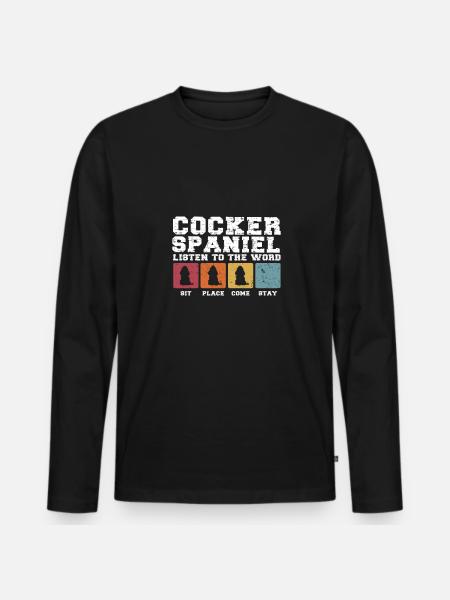 Cocker Spaniels écoutez le mot - T-shirt manches longues Premium bio Homme - noir