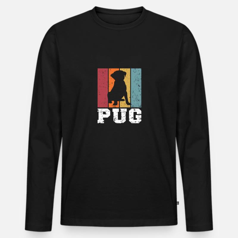 Mops - Männer Premium Bio Langarmshirt - Schwarz