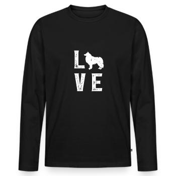 Amour de chien de berger Shetland - T-shirt manches longues Premium bio Homme - noir - Devant - Nico (187cm)