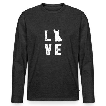 Skye Terrier Amour - T-shirt manches longues Premium bio Homme - anthracite chiné - Devant - Nico (187cm)