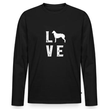 Deerhound Love - Men's Premium Organic Long Sleeve Shirt - black - Front - Nico (187cm)