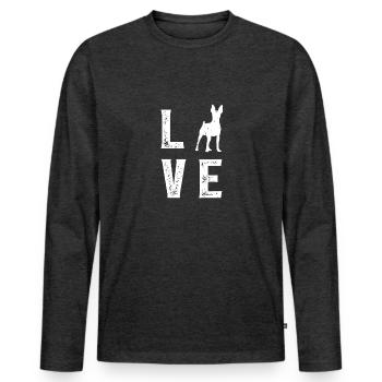 Amour Pinscher - T-shirt manches longues Premium bio Homme - anthracite chiné - Devant - Nico (187cm)