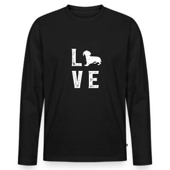 Teckel Amour - T-shirt manches longues Premium bio Homme - noir - Devant - Nico (187cm)
