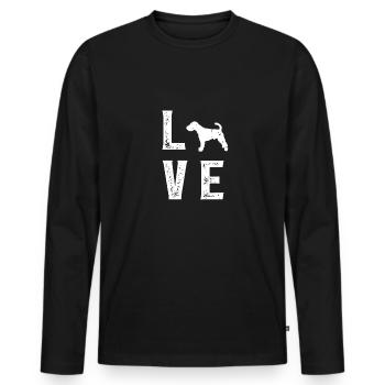 Deutscher Jagdterrier Love - Männer Premium Bio Langarmshirt - Schwarz - Vorne - Nico (187cm)
