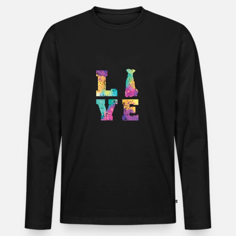 Airedale Terrier Love - Männer Premium Bio Langarmshirt - Schwarz