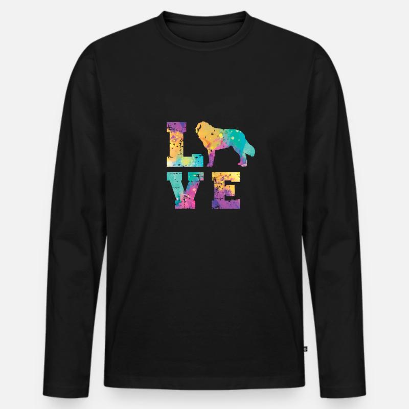 Saint Bernard Love - Männer Premium Bio Langarmshirt - Schwarz