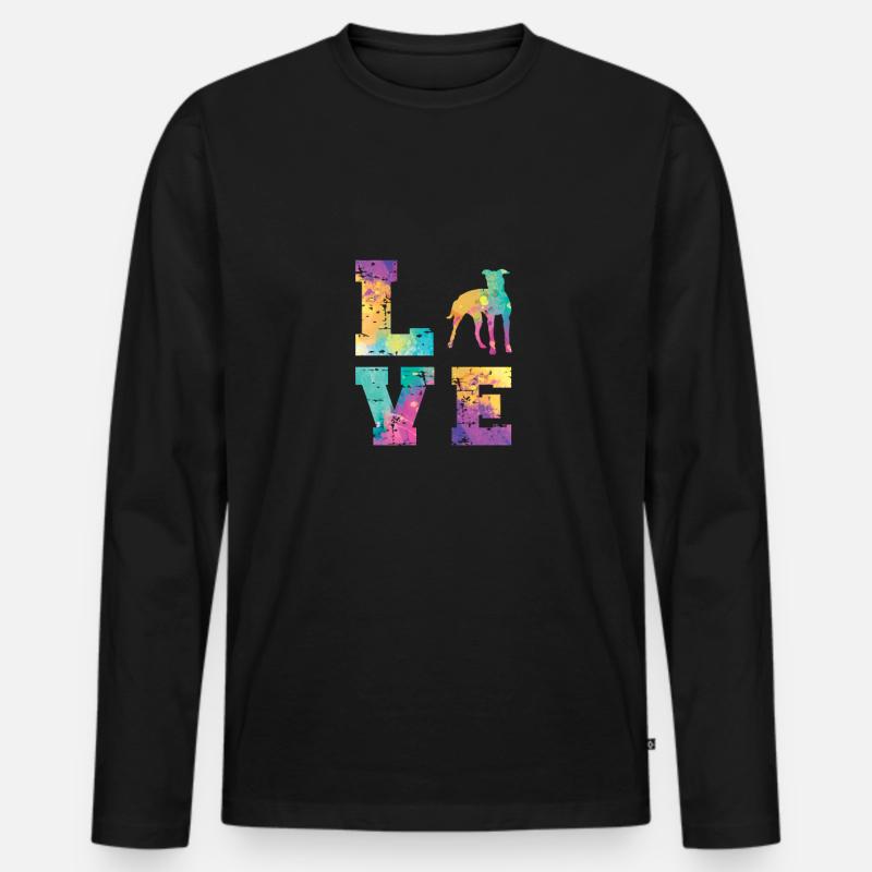 Greyhound Love - Männer Premium Bio Langarmshirt - Schwarz