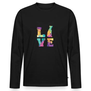 Pitbull Terrier Amour - T-shirt manches longues Premium bio Homme - noir - Devant - Nico (187cm)