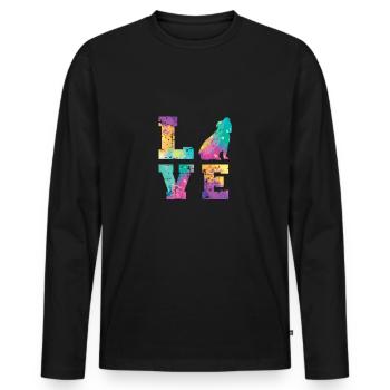 Bouledogue anglais Amour - T-shirt manches longues Premium bio Homme - noir - Devant - Nico (187cm)