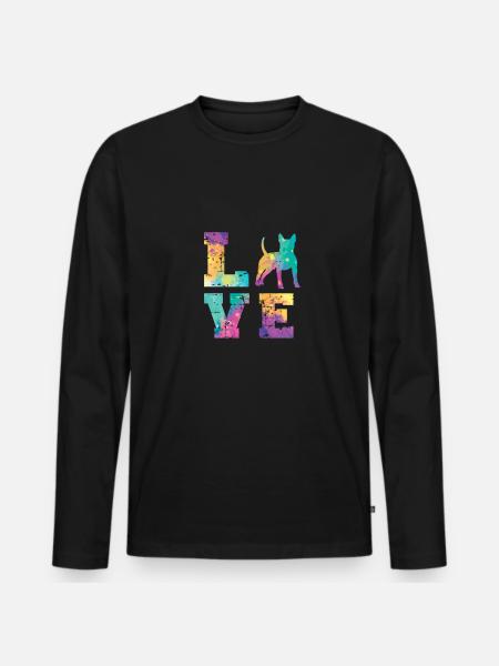 Bull Terrier Love - Men's Premium Organic Long Sleeve Shirt - black