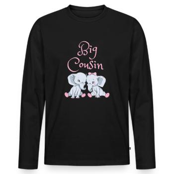 Big Cousin - Männer Premium Bio Langarmshirt - Schwarz - Vorne - Nico (187cm)