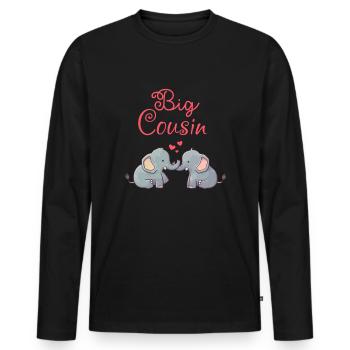 Big Cousin - Männer Premium Bio Langarmshirt - Schwarz - Vorne - Nico (187cm)