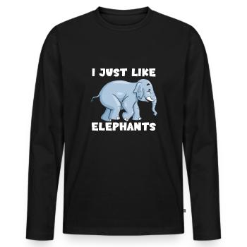 J’aime juste les éléphants - T-shirt manches longues Premium bio Homme - noir - Devant - Nico (187cm)