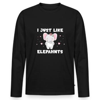 J’aime juste les éléphants - T-shirt manches longues Premium bio Homme - noir - Devant - Nico (187cm)