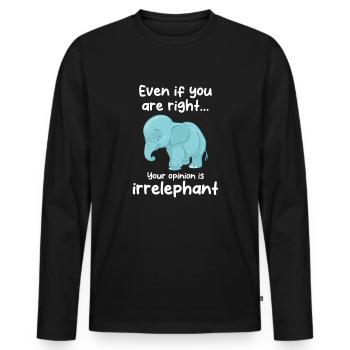 Your opinion is irrelephant - Männer Premium Bio Langarmshirt - Schwarz - Vorne - Nico (187cm)