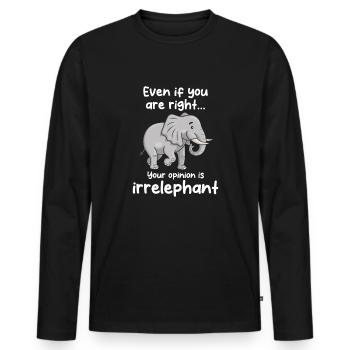 Your opinion is irrelephant - Männer Premium Bio Langarmshirt - Schwarz - Vorne - Nico (187cm)