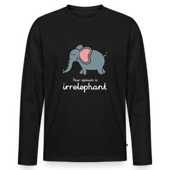 Your opinion is irrelephant - Männer Premium Bio Langarmshirt - Schwarz - Vorne - Nico (187cm)
