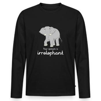 Your opinion is irrelephant - Männer Premium Bio Langarmshirt - Schwarz - Vorne - Nico (187cm)