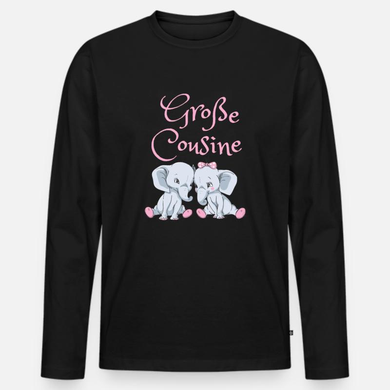 Große Cousine - Männer Premium Bio Langarmshirt - Schwarz