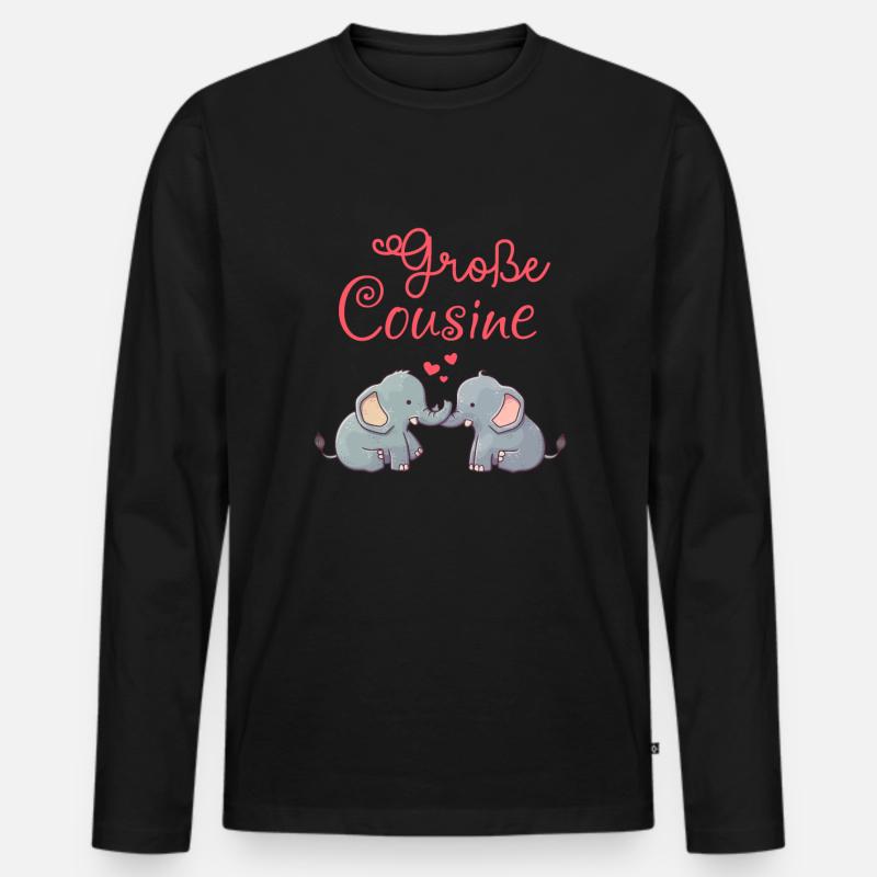 Große Cousine - Männer Premium Bio Langarmshirt - Schwarz
