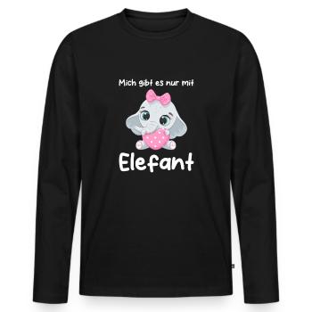 Mich gibt es nur mit Elefant - Männer Premium Bio Langarmshirt - Schwarz - Vorne - Nico (187cm)