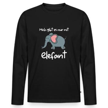 Mich gibt es nur mit Elefant - Männer Premium Bio Langarmshirt - Schwarz - Vorne - Nico (187cm)