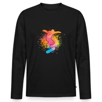 Skateboarding Skateboard Skater Farbklex Brush - Männer Premium Bio Langarmshirt - Schwarz - Vorne - Nico (187cm)