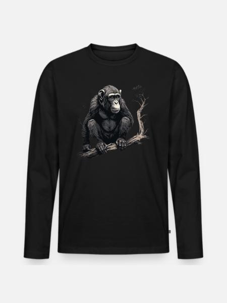 Chimpanzee monkey - Men's Premium Organic Long Sleeve Shirt - black