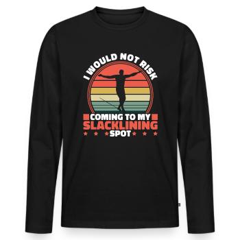 I would not risk coming to my slacklining spot - Männer Premium Bio Langarmshirt - Schwarz - Vorne - Nico (187cm)