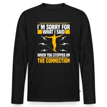 Je suis désolé pour ce que j’ai dit quand vous êtes entré - T-shirt manches longues Premium bio Homme - noir - Devant - Nico (187cm)
