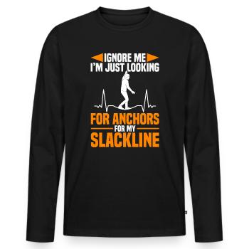 Je cherche juste des ancrages pour ma slackline - T-shirt manches longues Premium bio Homme - noir - Devant - Nico (187cm)