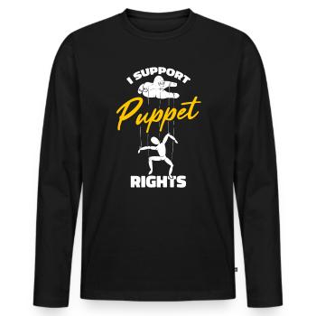 I support puppet rights - Men's Premium Organic Long Sleeve Shirt - black - Front - Nico (187cm)