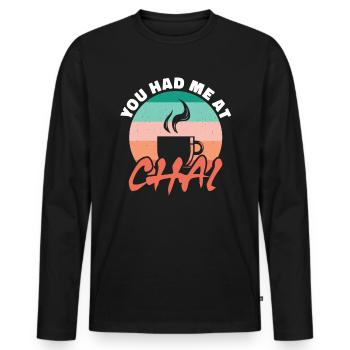 Tu m’as eu au chai - T-shirt manches longues Premium bio Homme - noir - Devant - Nico (187cm)