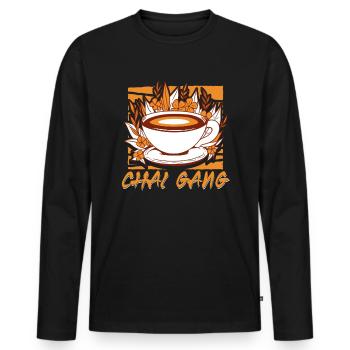 Gang Chai - T-shirt manches longues Premium bio Homme - noir - Devant - Nico (187cm)