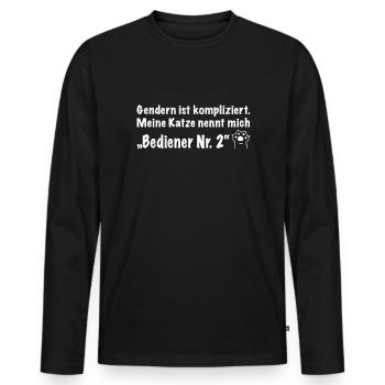 Anti Gendern Katze Katzenbesitzer Gendersprache - Männer Premium Bio Langarmshirt - Schwarz - Vorne - Nico (187cm)