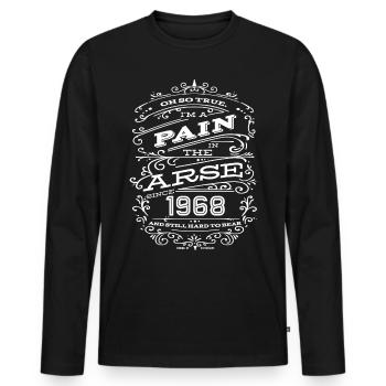 Hillarious Funny Birthday Shirt 1968 White Edition - Men's Premium Organic Long Sleeve Shirt - black - Front - Nico (187cm)