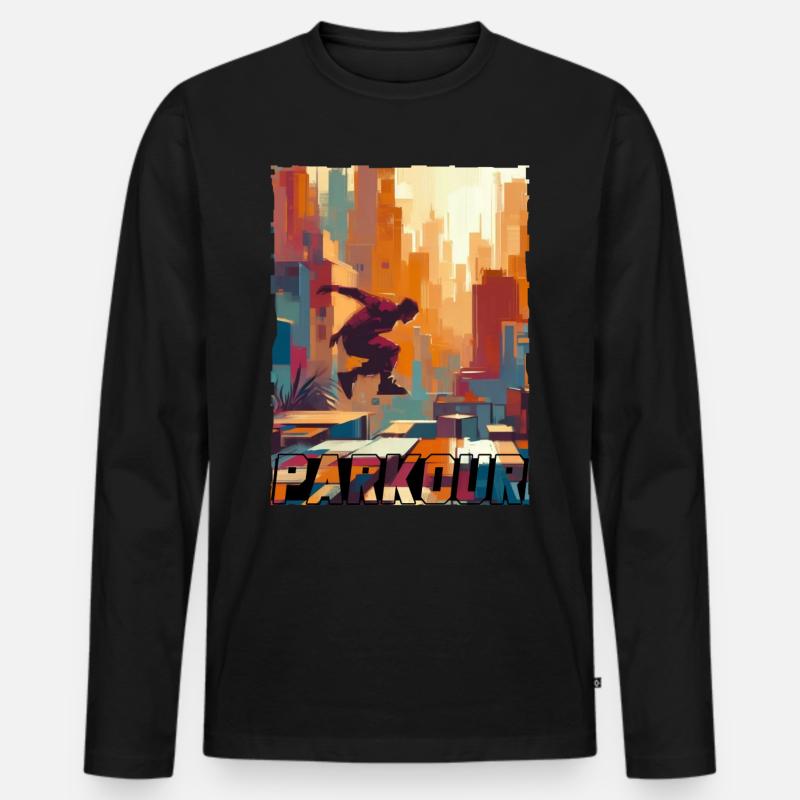 Parkour - Männer Premium Bio Langarmshirt - Schwarz