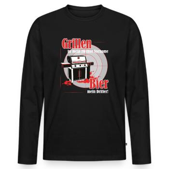 Grillmeister BBQ Grillschürze Herren Bier Grillen - Männer Premium Bio Langarmshirt - Schwarz - Vorne - Nico (187cm)