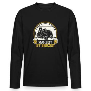 Mähzeit ist Bierzeit Rasen mähen und Bier trinken - Männer Premium Bio Langarmshirt - Schwarz - Vorne - Nico (187cm)