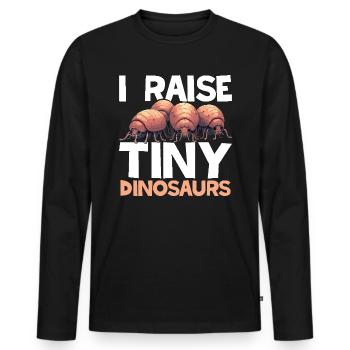 Isopod Lover Entomologist Dinosaur Rollie Pill bug - Men's Premium Organic Long Sleeve Shirt - black - Front - Nico (187cm)
