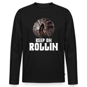 Entomologist Keep on rollin Insect Owner Rollie - Männer Premium Bio Langarmshirt - Schwarz - Vorne - Nico (187cm)