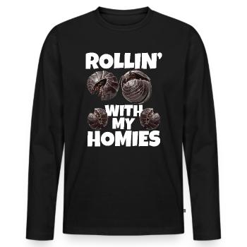 Pill Bug Owner Rollin ́avec mes potes Roly Poly - T-shirt manches longues Premium bio Homme - noir - Devant - Nico (187cm)