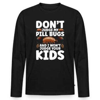 Tenue de punaise pour le propriétaire d’isopode Entomologiste rouleau - T-shirt manches longues Premium bio Homme - noir - Devant - Nico (187cm)