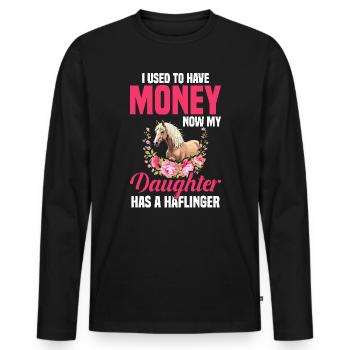 Propriétaire de cheval Argent Ma fille a un haflinger - T-shirt manches longues Premium bio Homme - noir - Devant - Nico (187cm)