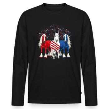 Haflinger Pony Horse Owner Horseback Riding - Männer Premium Bio Langarmshirt - Schwarz - Vorne - Nico (187cm)