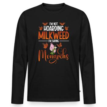plantes d’asclépiade Amateur d’insectes Entomologie Papillon - T-shirt manches longues Premium bio Homme - noir - Devant - Nico (187cm)
