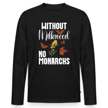 Amoureux des papillons sans papillon monarque - T-shirt manches longues Premium bio Homme - noir - Devant - Nico (187cm)