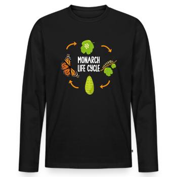 Monarch Butterfly Illustration Entomologist Insect - Men's Premium Organic Long Sleeve Shirt - black - Front - Nico (187cm)