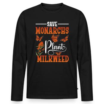 Papillon monarque Tenue graphique d’entomologiste Milk - T-shirt manches longues Premium bio Homme - noir - Devant - Nico (187cm)