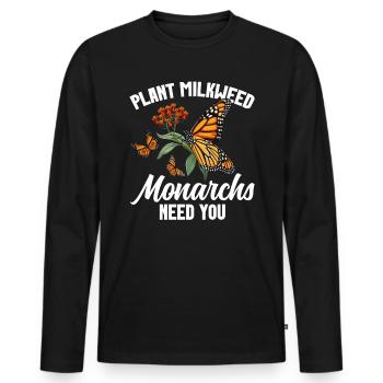 Papillons Le monarque Asclépiade Monarque Monarque Papillon - T-shirt manches longues Premium bio Homme - noir - Devant - Nico (187cm)